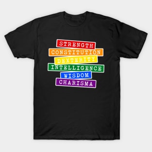 Roll of Stats, Skills Pride Colors Flag T-Shirt